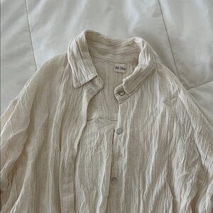 Del Mar Linen Cream Button-Up Shirt